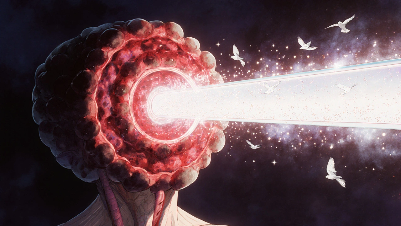 Animated cross-section of an airway with fat layers dissolving as weight is lost, revealing clear breathing passage.