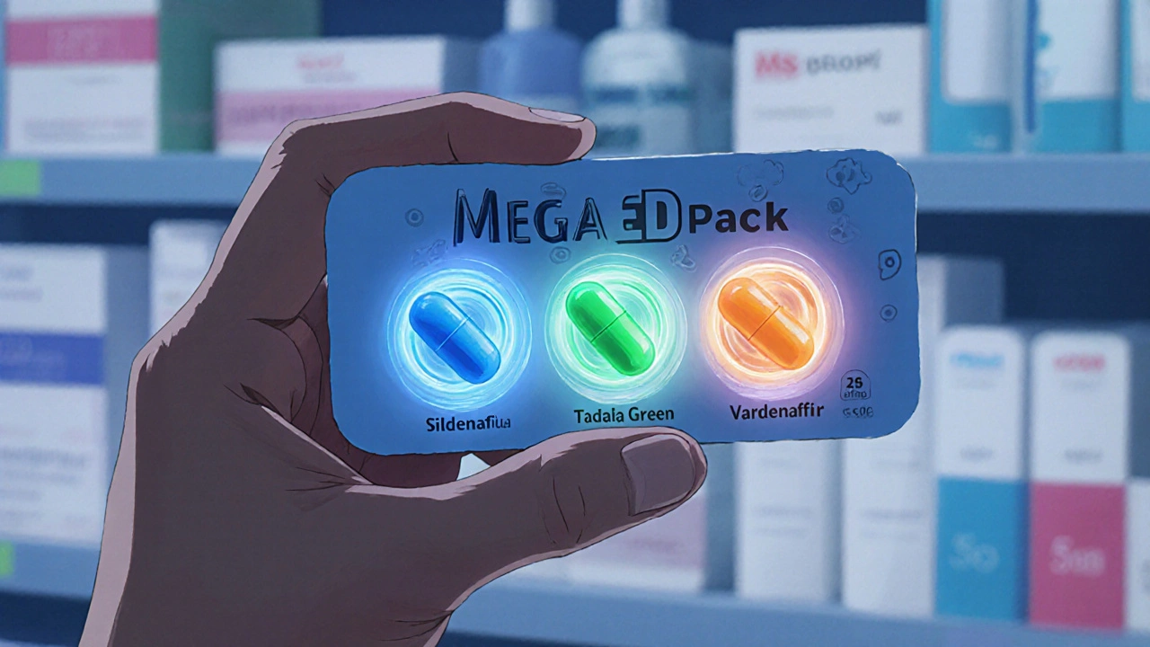 Compare Mega ED Pack (Sildenafil, Tadalafil, Vardenafil) with Alternatives